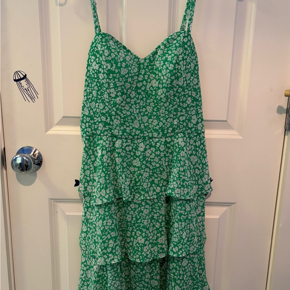 BCX Bright Green Floral Dress